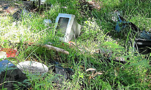 Some of the electronic waste dumped in the Bongil Bongil National Park. Some of the electronic waste dumped in the Bongil Bongil National Park.